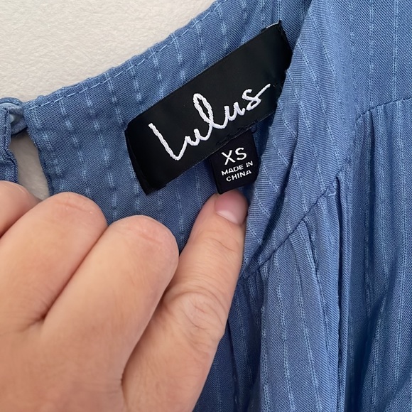 Lulus Happy Tiers Denim Blue Stripped Midi - Picture 7 of 12
